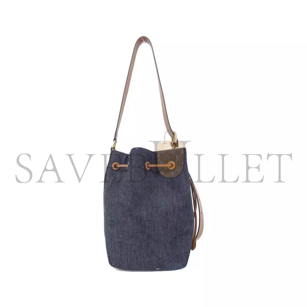 MIU MIU DENIM AND LEATHER LOGO BUCKET BAG 5BE089 (29*23*17cm)